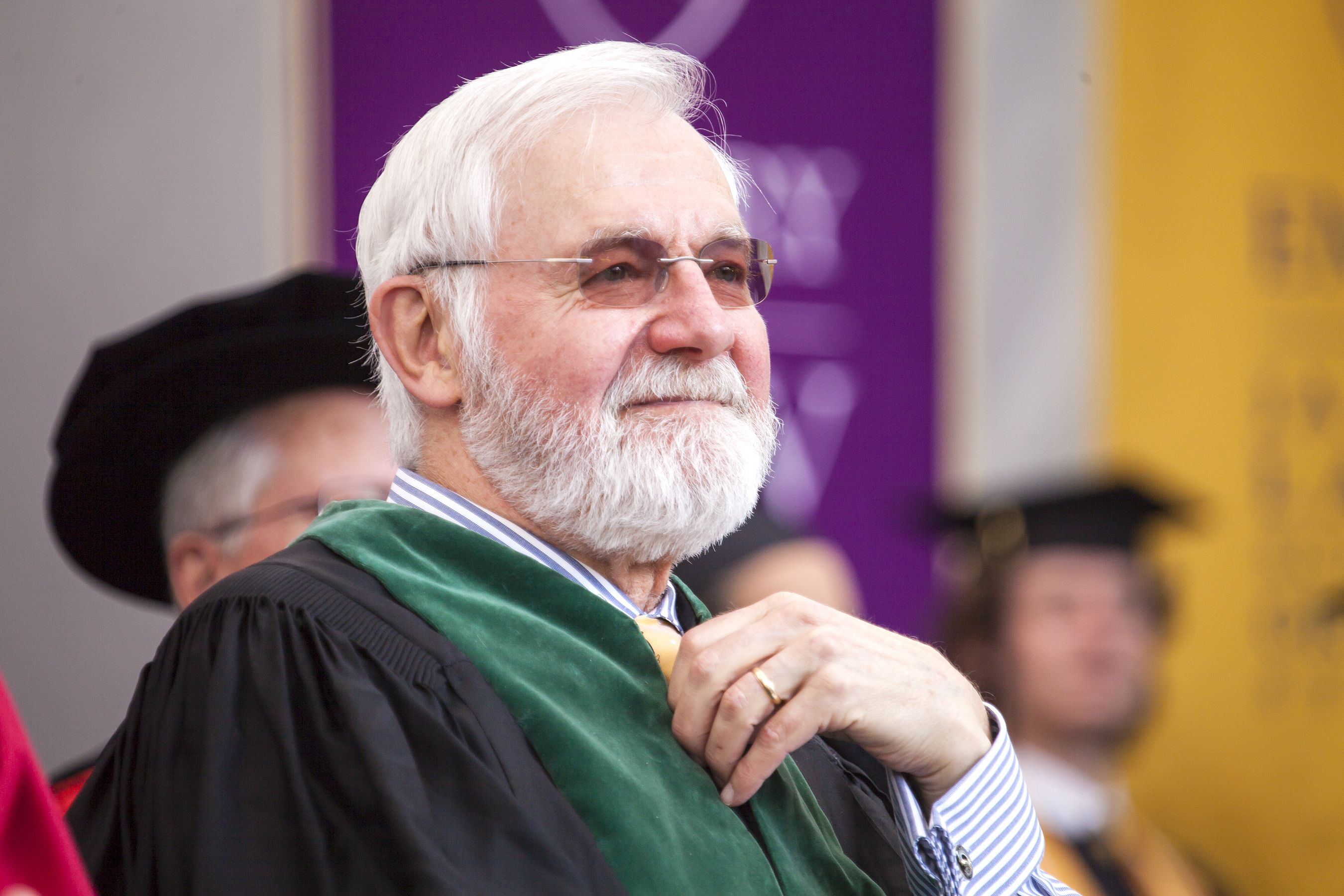 A close-up photo of William Foege at Emory's 2016 Commencement